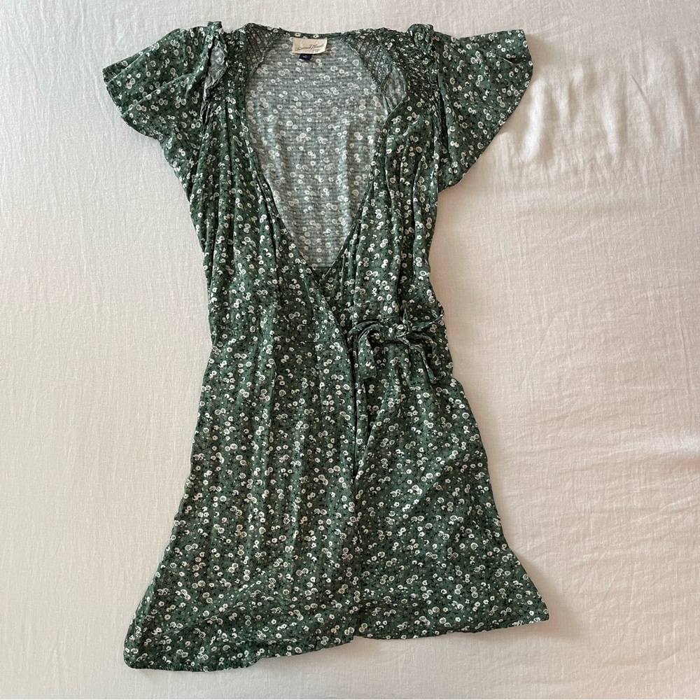 Green floral print dress